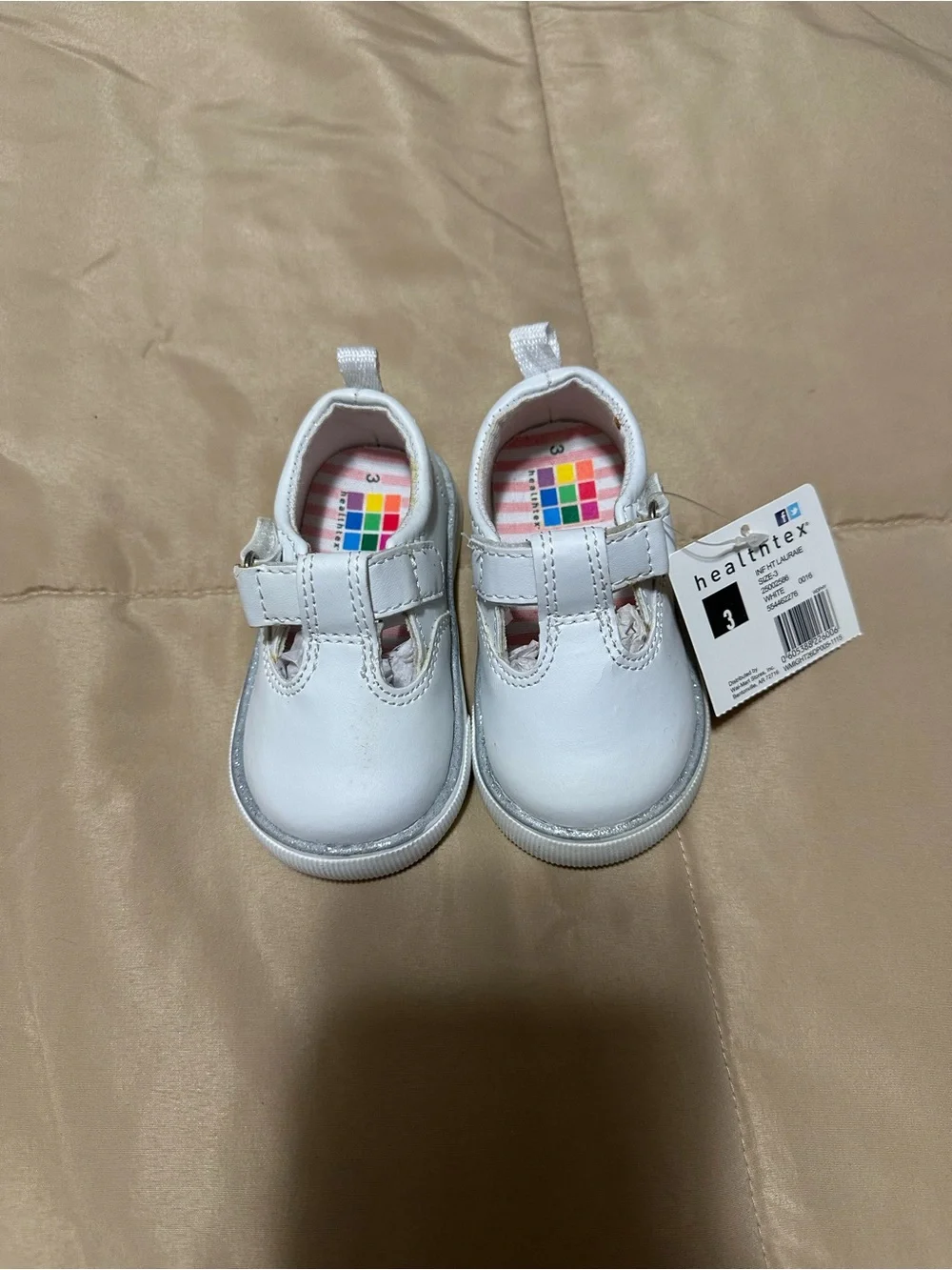 healthtex White Baby Mary Jane Walker Shoes with Hook-and-Loop Strap